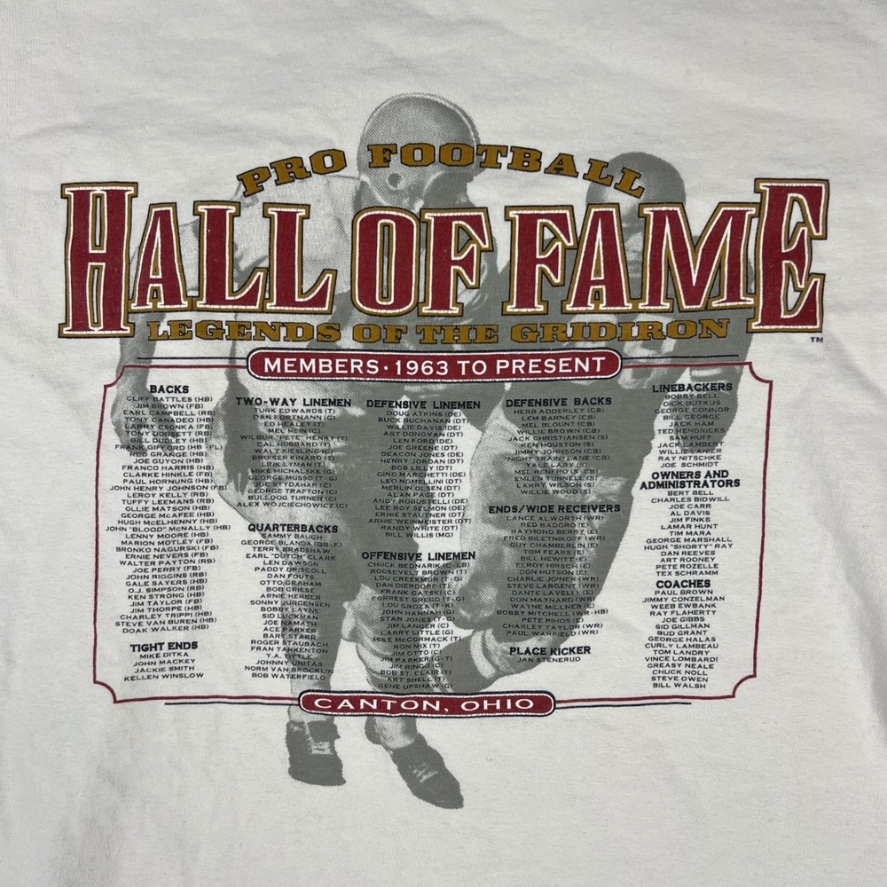 Vintage 90s NFL Pro Football Hall of Fame T-Shirt Men XL Cream Graphic Tee